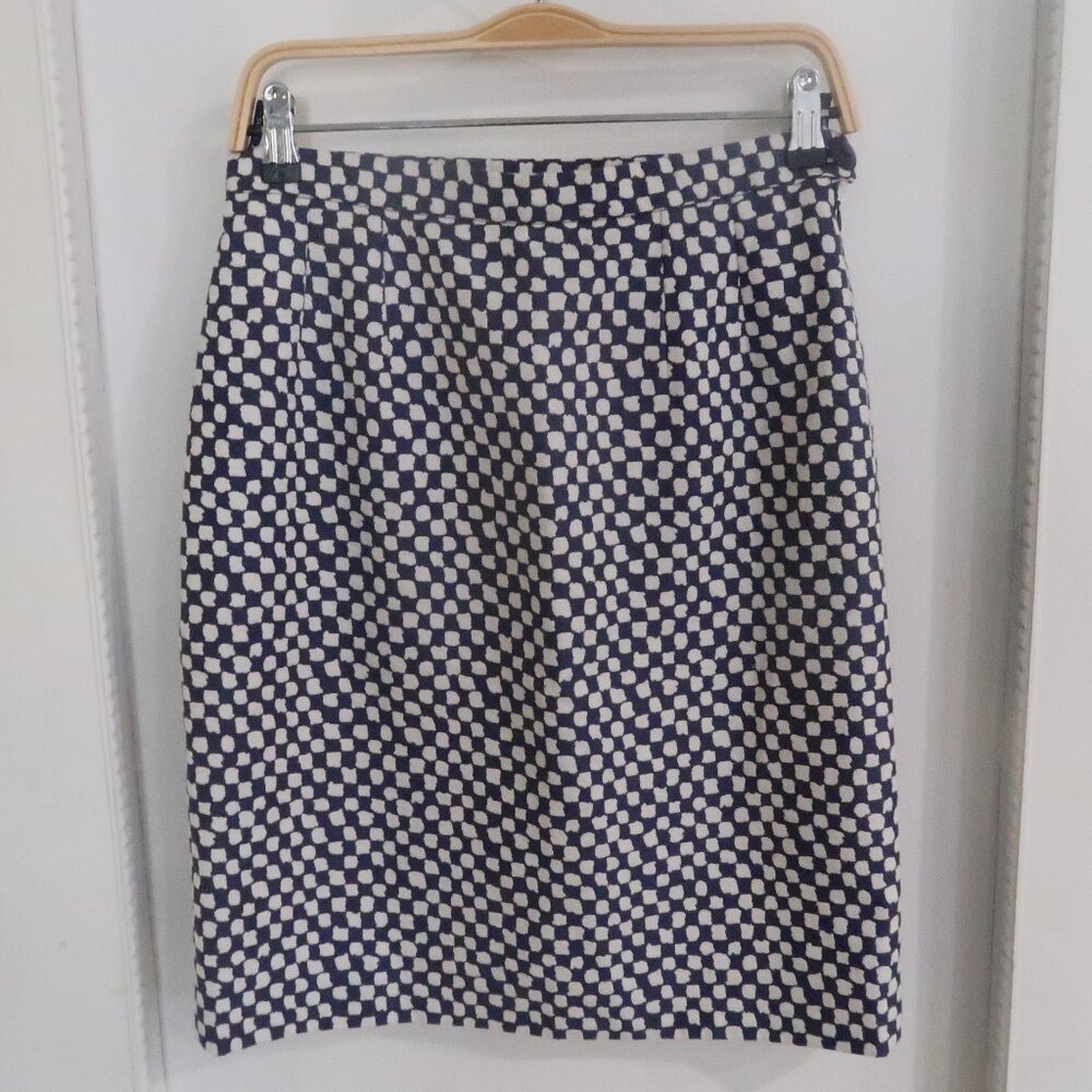 Vintage Givenchy Navy White Polka Dot Pencil Skirt M Retro Designer France EUC